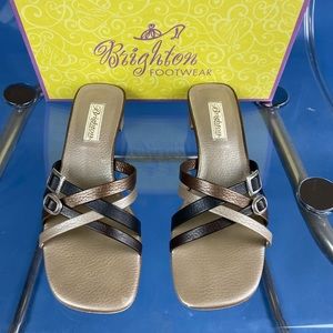 Brighton Angie Platinum/Multi Slip On Sandals Sz 9